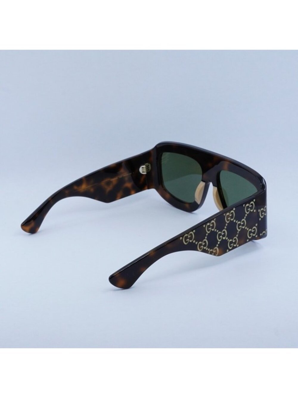 Gucci GG0983S 002 Sunglasses Havana With Gold GG Pattern Square Frame - Picture 10 of 11